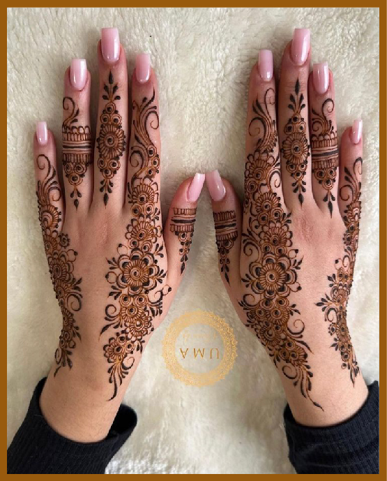 Stylish Aesthetic Mehndi With Rose Petals